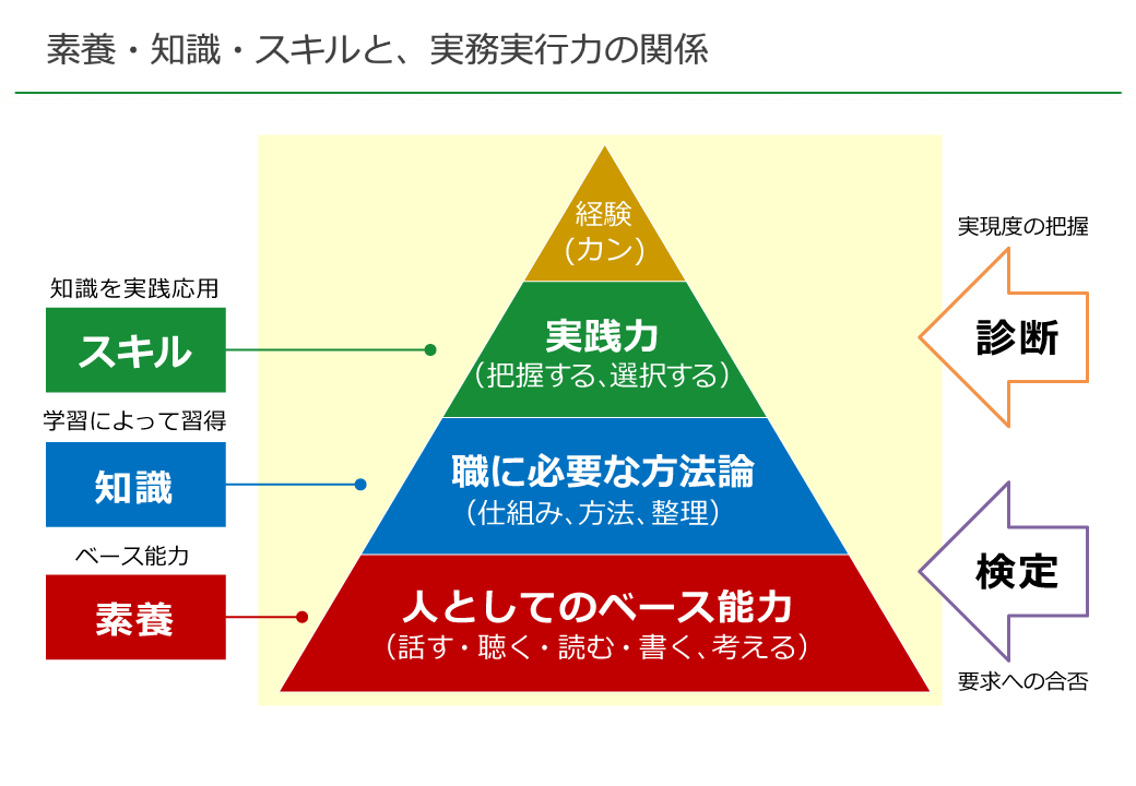 素養・知識・スキルと、実務実行力の関係